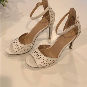 White strapy heels Lauren Conrad